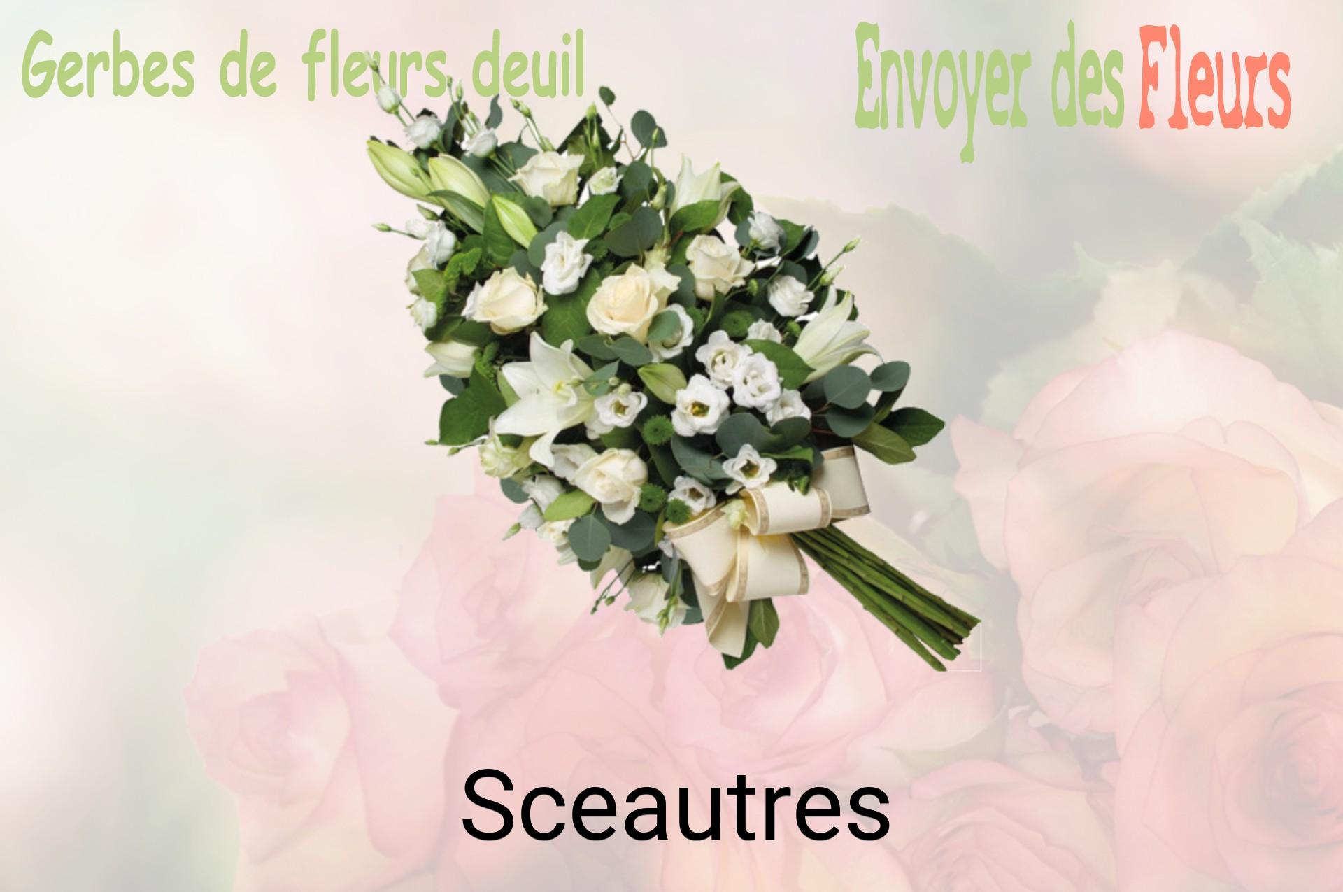 Gerbe de fleurs de deuil livrée à Sceautres
